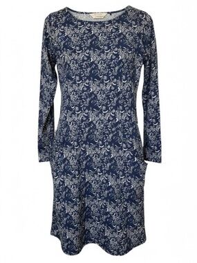 Skunkfunk Madge Sustainable Blue Floral Long Sleeve Dress Lyocell Viscose Blend